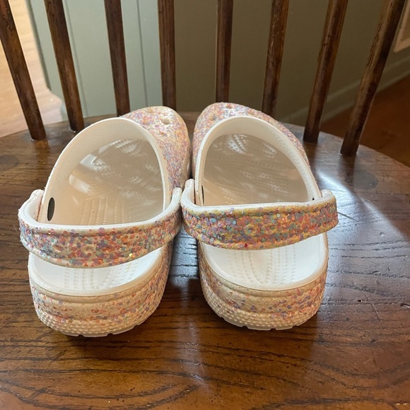Crocs Classic Sparkle Glitter Clog White/Multicolor Sz W6 - Picture 5 of 5